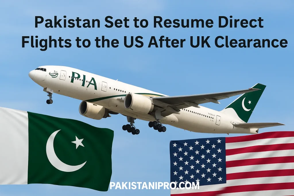 PIA airplane taking off as Pakistan plans direct flights to the US after UK clearance
