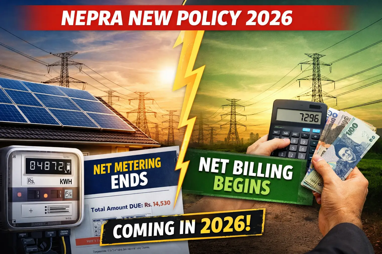 NEPRA Net Billing 2026 replacing net metering for solar users in Pakistan